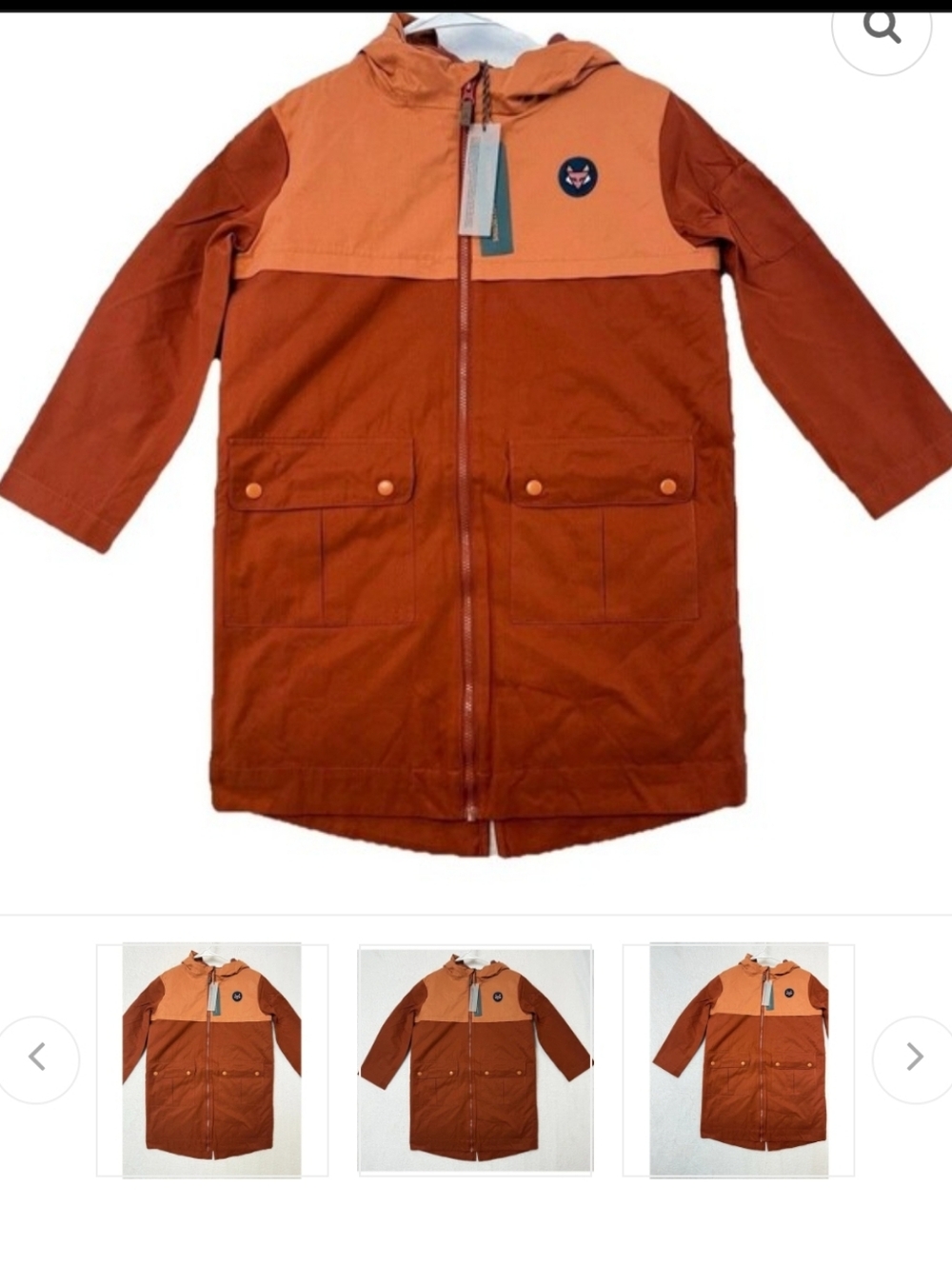Sunday Kids Two-Tone Rust and Terracotta Hooded Puffer Jacket